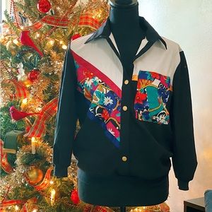 Vintage 90s Floral Contrast Pullover - S